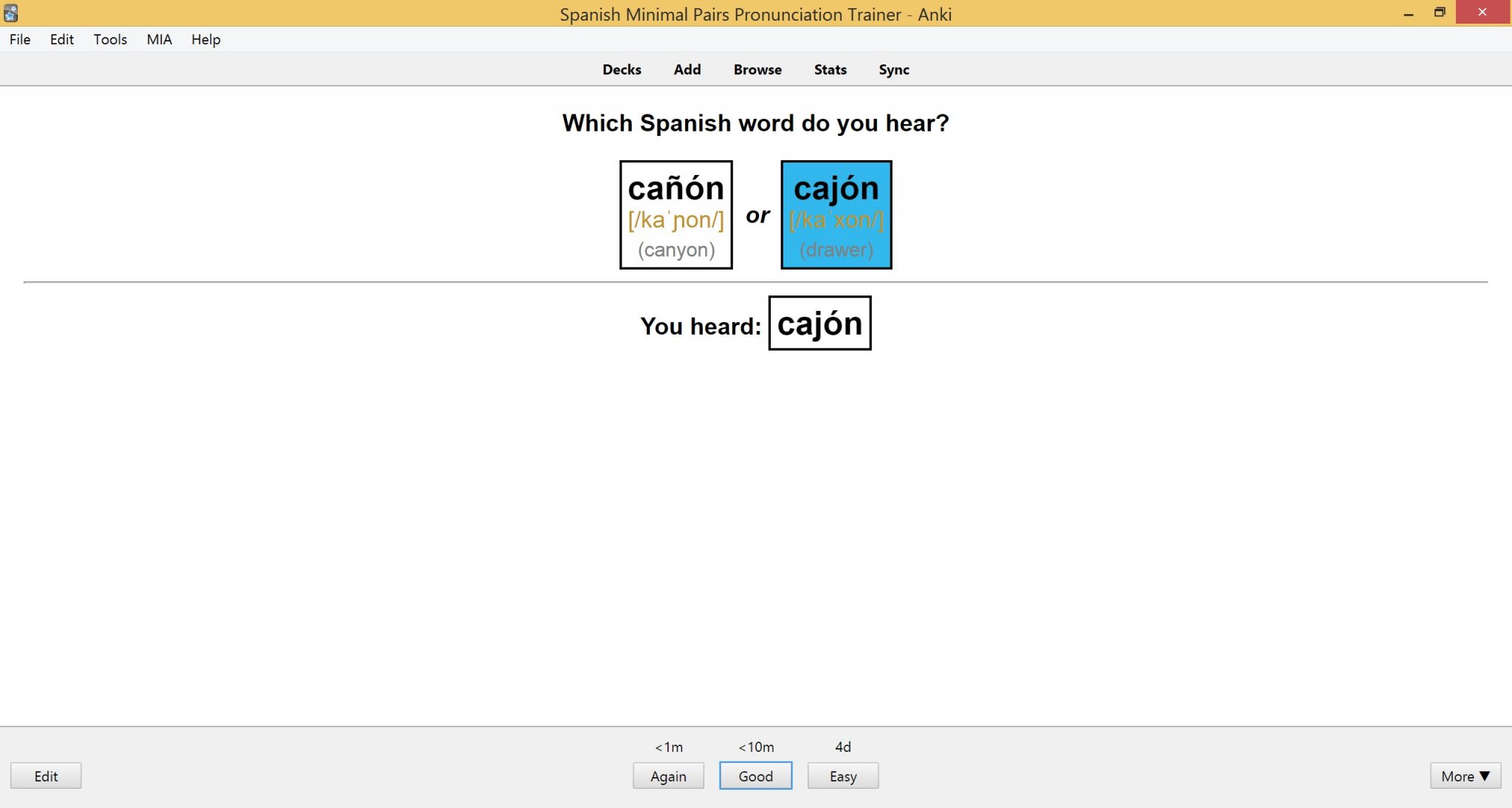 Spanish Minimal Pairs Examples Anki Flashcards | SPEAKADA