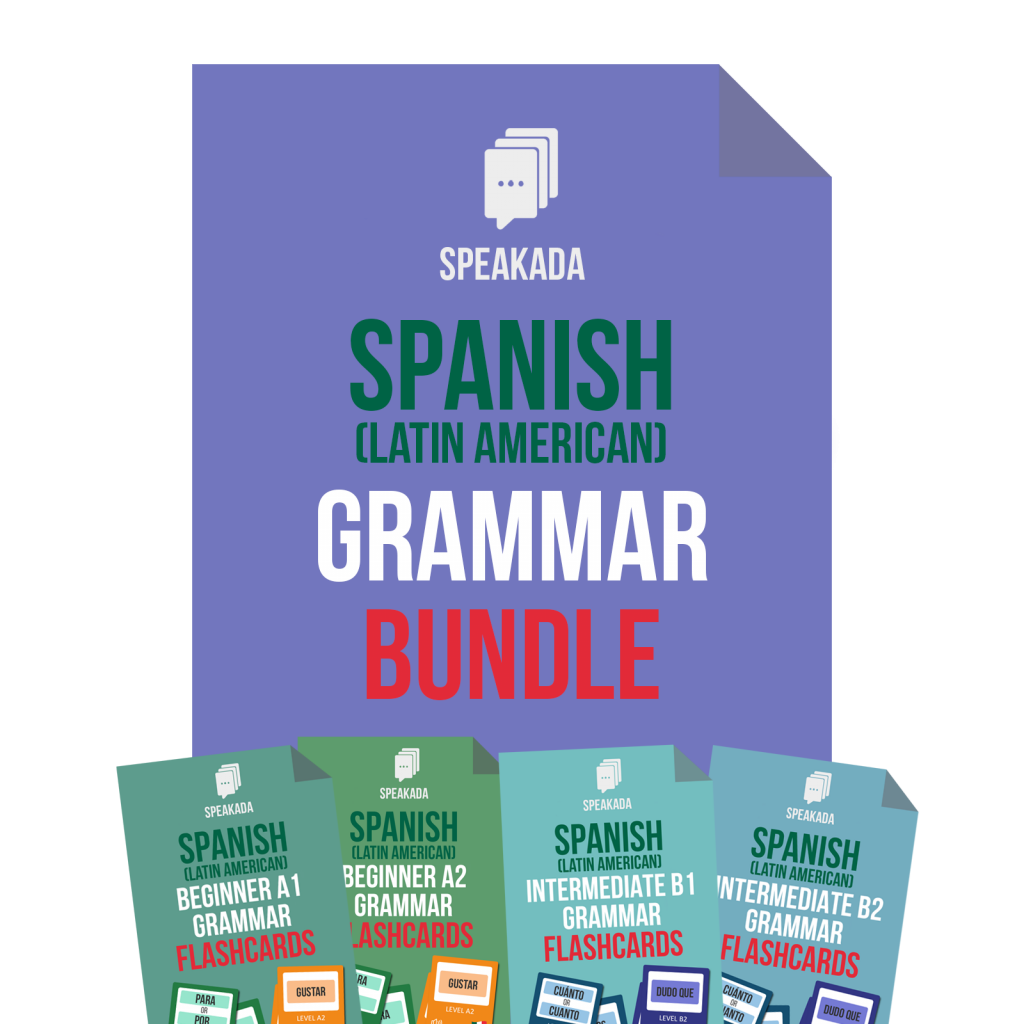 Anki Spanish Grammar Flashcards Bundle SPEAKADA