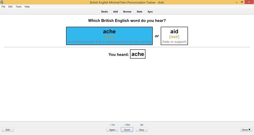 English Minimal Pairs Examples Anki Flashcards | SPEAKADA