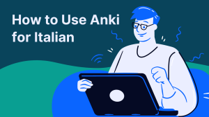 man using laptop on anki for italian learning