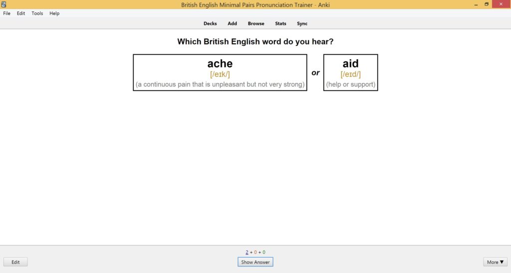 English Minimal Pairs Examples Anki Flashcards | SPEAKADA