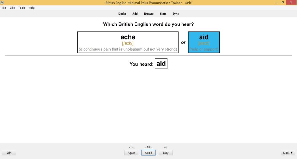 English Minimal Pairs Examples Anki Flashcards | SPEAKADA